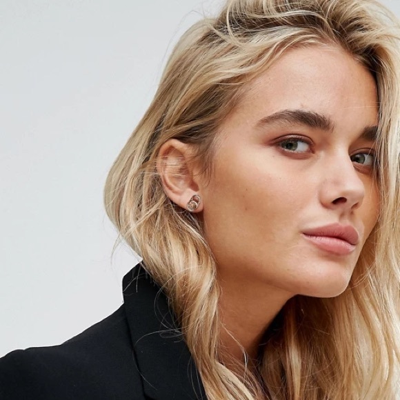 NWT authentic MK silver tone pave lock Earrings - Picture 7 of 7